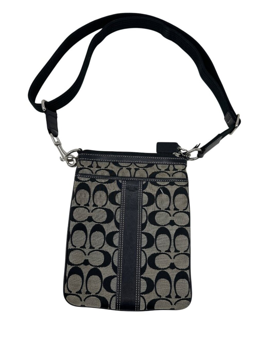Coach Vintage Classic Monogram Crossbody Bag Black Canvas Zip Top